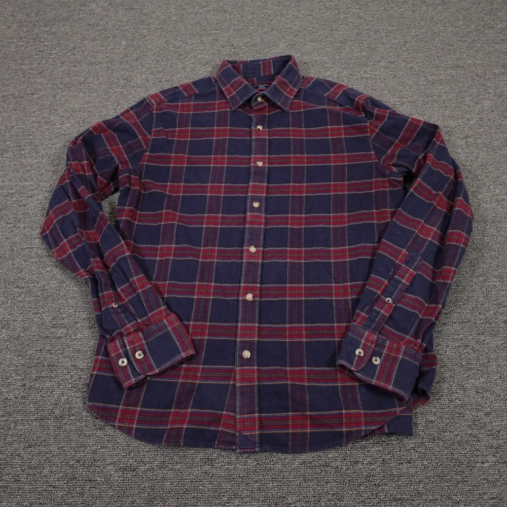 UNTUCKit Shirt Mens Medium Blue Plaid Flannel Long Sleeve Button Up Slim Fit